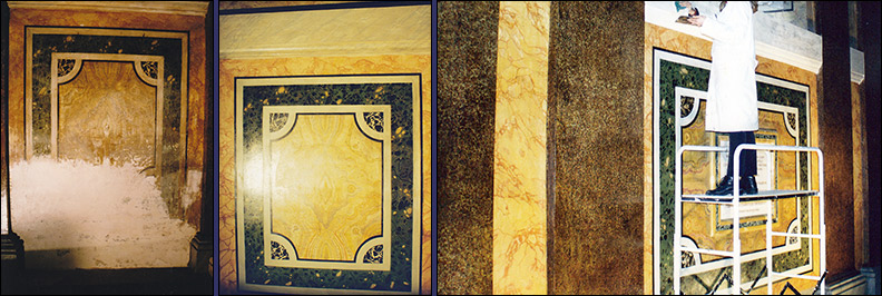 Restauratore di finti marmi - Restauri di finti marmi della Fonte Battesimale della Basilica di Santa Maria Maggiore a Roma.