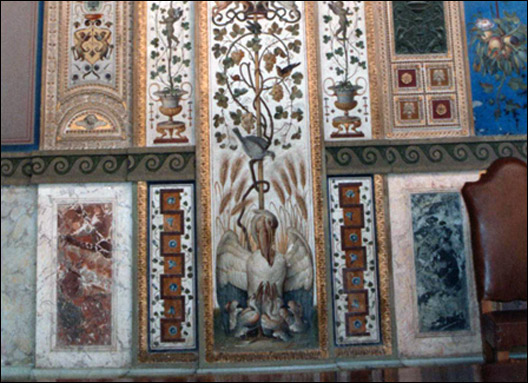 Restauri della marmoridea, restauri degli stucchi, restauri delle dorature della II Loggia (Seconda Loggia). Palazzo Apostolico (Vaticano). Pietro Rosa (Restauratore e Decoratore).
