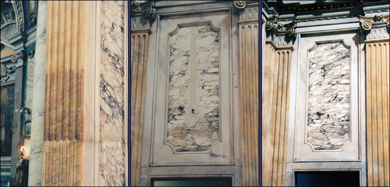 Restauri di marmi e finti marmi. Chiesa di Sant Anna in Vaticano.