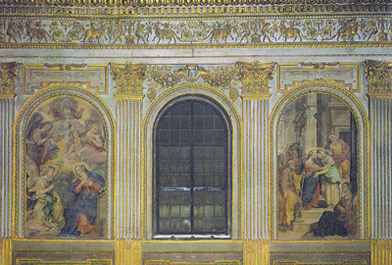 Restauri dorature - Navata centrale della Basilica di Santa Maria Maggiore a Roma.