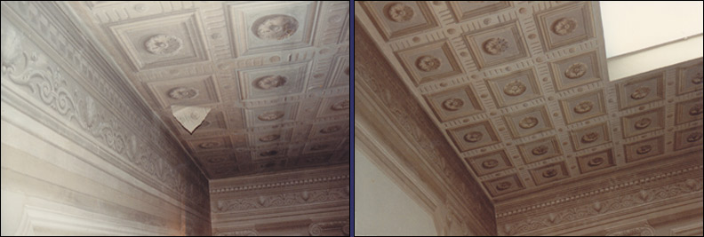 Restauro di soffitto decorato a tempera su carta. Restauro di soffitto dipinto su carta - A.P.S.A. Sezione Straordinaria - Citta del Vaticano - Restauri eseguiti da Pietro Rosa.