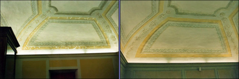 Restauro del soffitto a volta decorato della retrosistina - Vaticano - impresa di restauri Pietro Rosa.