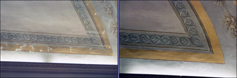 Restauro del soffitto a volta decorato della retrosistina - Vaticano - impresa di restauri Pietro Rosa.
