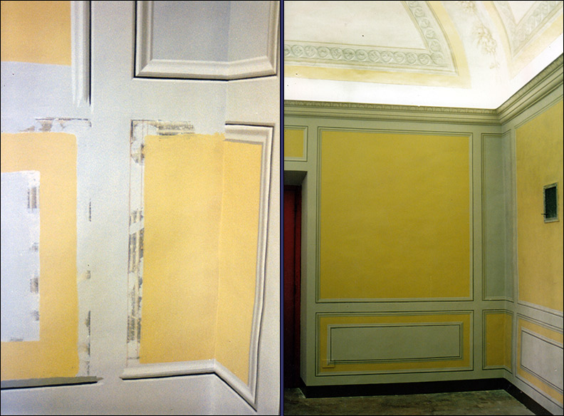 Riproduzione di decorazioni di cornici ad imitazione pareti retrosistina – Vaticano – Pietro Rosa.
