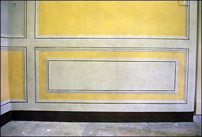 Riproduzione di decorazioni di cornici ad imitazione su pareti della retrosistina - Vaticano - Pietro Rosa